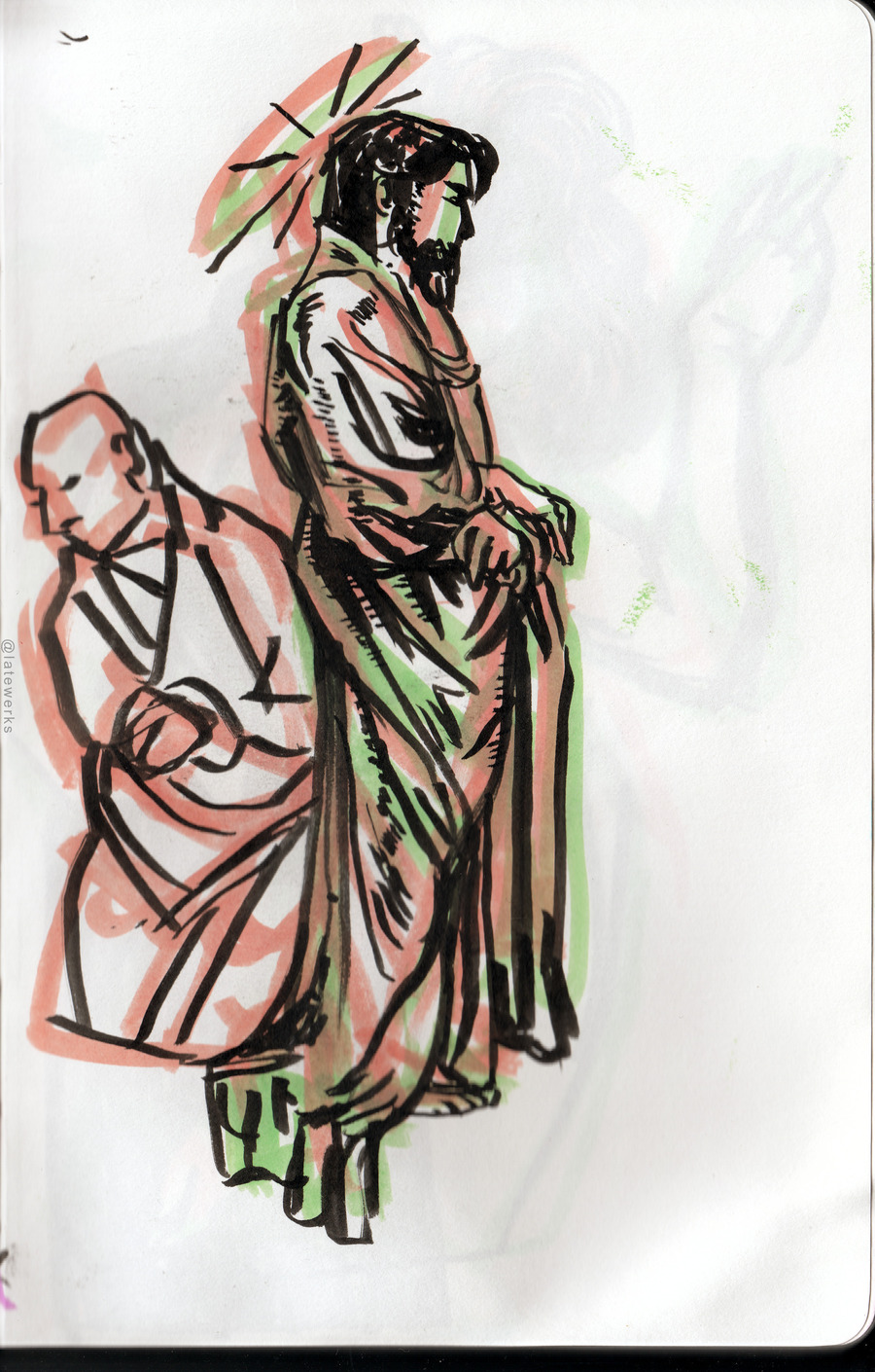 Sketch Club meeting, drawing from classical painting
