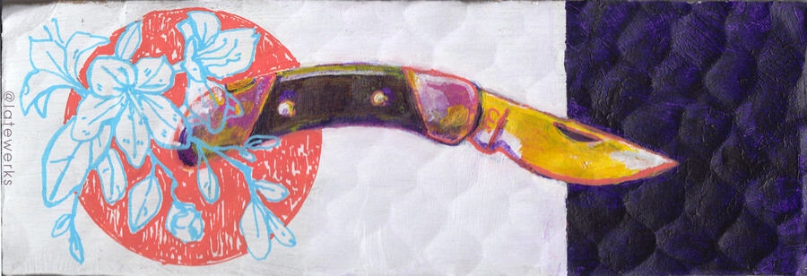 Pocket knife, azaleas.
