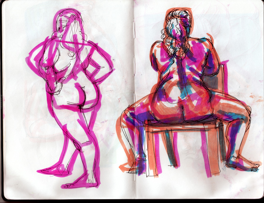 Sketch Club meeting, drawing from classical painting